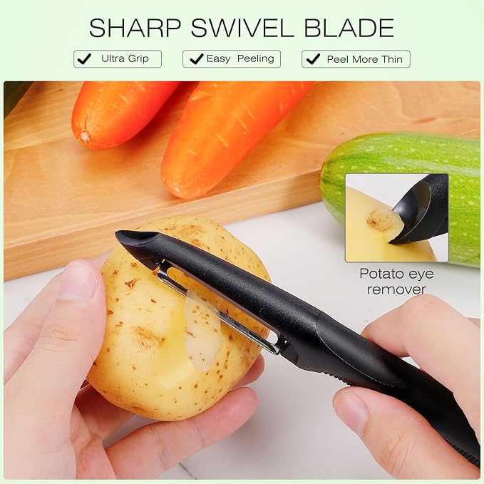 Senbowe Upgrade Potato Peeler for Kitchen, 6PCS Stainless Steel Vegetable Peeler, I and Y Veggie Food Peeler for Apple Fruit Carrot Zucchini Cucumber,Good Grip Makes Peeling Very Easy
