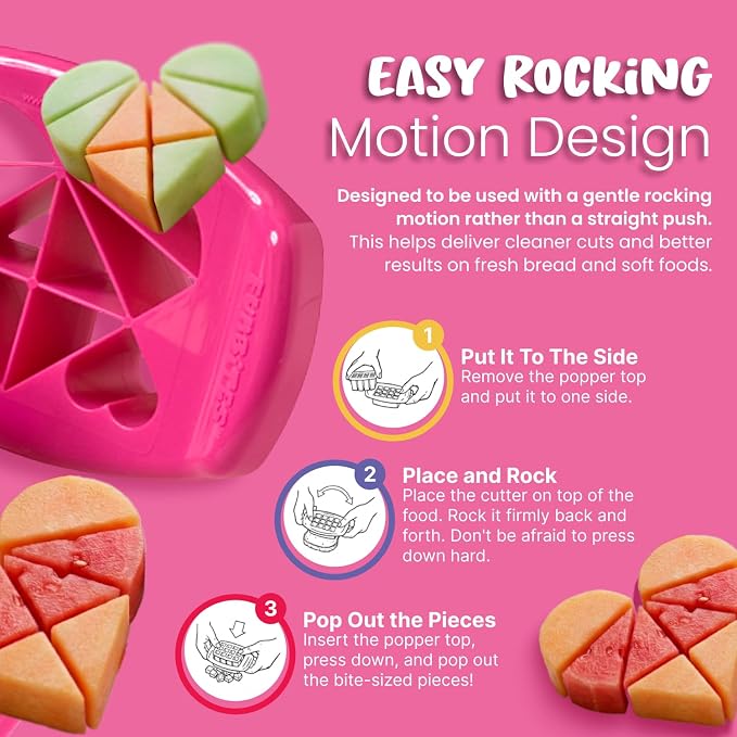 Sandwich Cutter for Kids Lunch, Crustless Bento 2-Pc Set, 1 Pack | Pink Hearts food cutter for toddlers, bite-size uncrustable shapes, bento lunch accessory, BPA-free, dishwasher safe