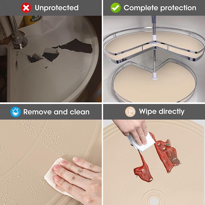 Lazy Susan Shelf Liner,Silicone Lazy Susan Liners for Kitchen Turntables – Non-Slip and Heat-Resistant for Added Convenience 2PCS