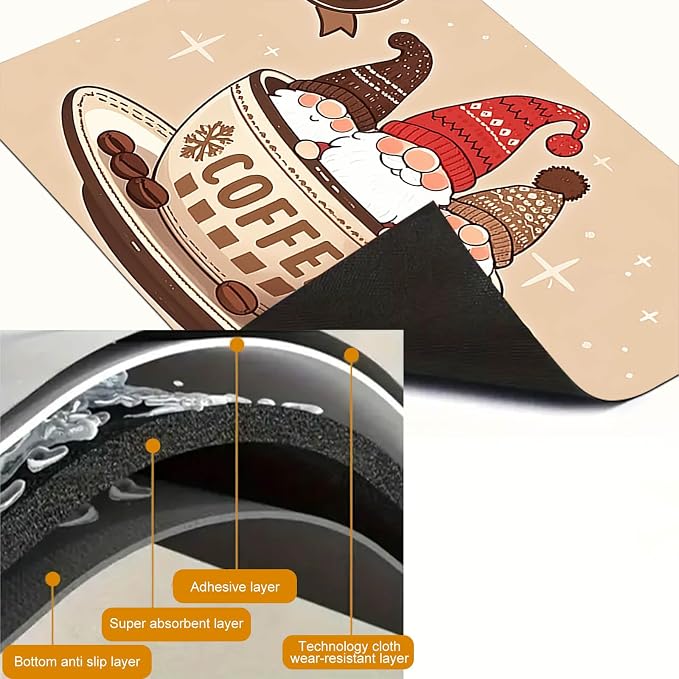 HOMETITUTE Coffee Cup Gnome Stove Cover 28x20 Diatomite Mat