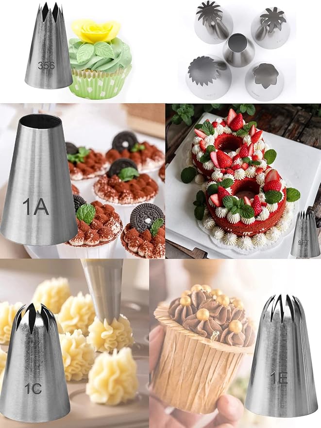 Large Piping Tips Set for Cake Decorating, Frosting Churros & Cupcake, 5 Pcs