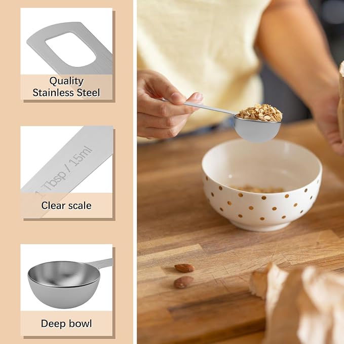 2PCS 1Tbsp(3tsp, 15ml) Measuring Spoon, Stainless Steel Teaspoon | High Precision, Food-Grade, ‌Rust-Free, Dishwasher-Safe, Easy-Read Markings, Multi-Purpose, Sturdy & Durable