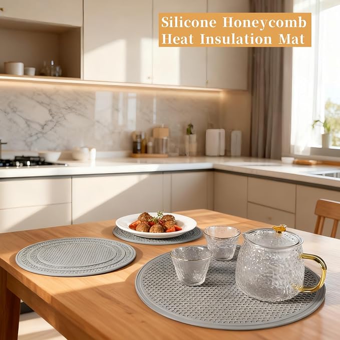 3 PCS Silicone Microwave Mat Heat Resistant Multifunctional Mat(8 10 12 Inch),Trivet,Splatter Guard,Pot Holder,Baking,Silicone Draining Mat,Place Mat,Dishwasher Safe(Gray)