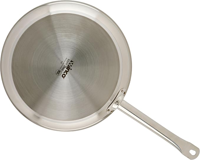 Winco 11" Stainless Steel Fry Pan, Non-Stick | Dishwasher safe, Induction compatible, Great for Sauteing, Searing, Frying and Restaurant Kitchens