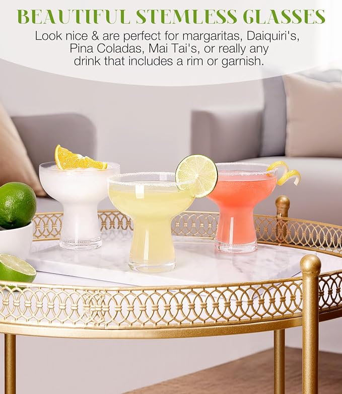 Martini Glasses Set of 4, 10oz, Coupe Cocktail Glasses for Margarita | Manhattan, Cosmopolitan, Espresso, Home Bar, Evening Parties, Birthdays, Housewarming Gift