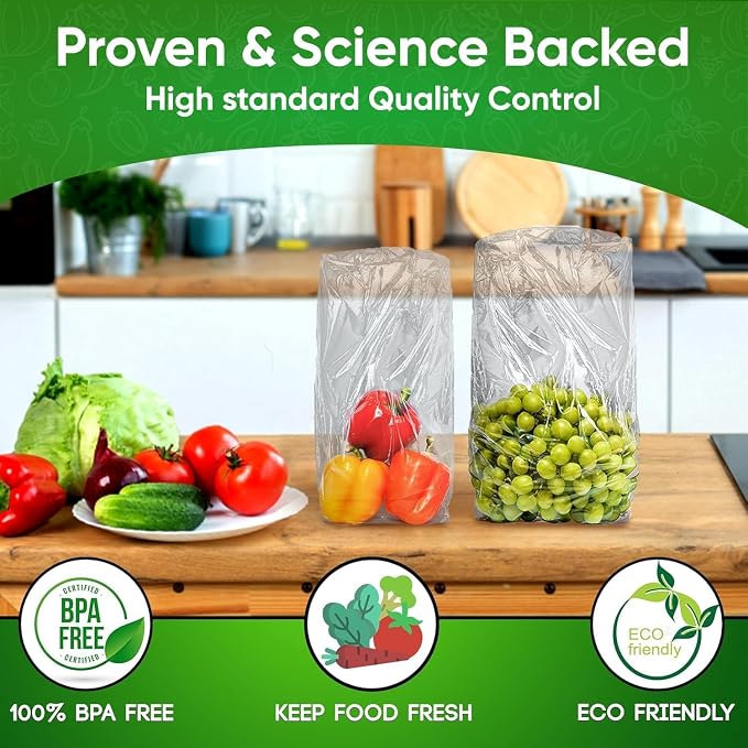 30-Pack (15M, 15L) Reusable Produce Bags for Refrigerator with Twist-Ties | Extend Shelf Life, Keeps Fruits, Vegetables & Herbs Fresh Longer, Reusable Vegetable Bags