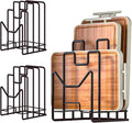 Multifunctional Cutting Board Organizer, Cutting Board Holder Rack Baking Cookie Pan Sheets Cooling Racks Storage Stand for Kitchen Cabinet -Divided Holder with 4 Slots (2PS Black)