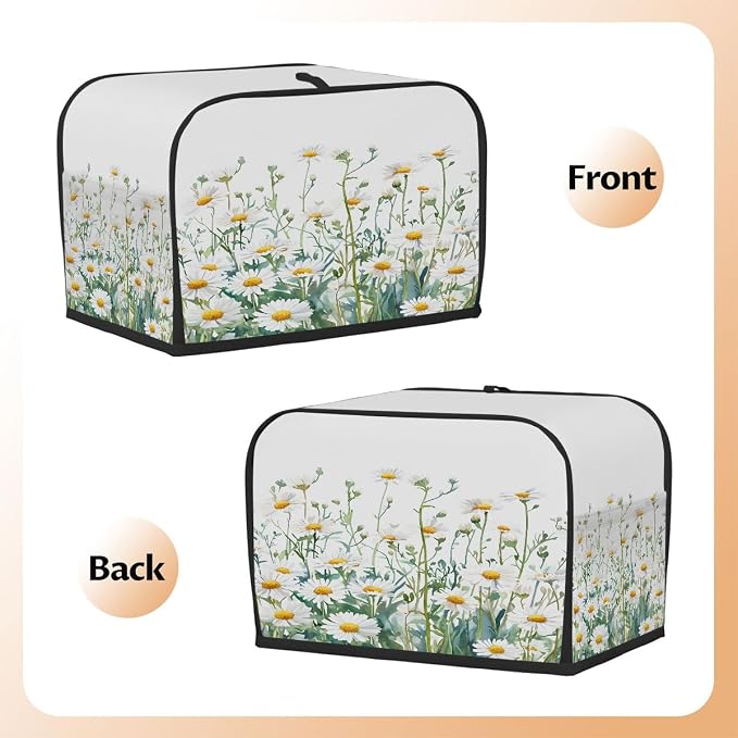 2 Slice Toaster Cover Watercolor Daisy Wildflower Toaster Covers Two Slice Wide Slot Waterproof and Dustproof Covers for Wide Slot Toasters and Small Appliances Kitchen Decor Gifts