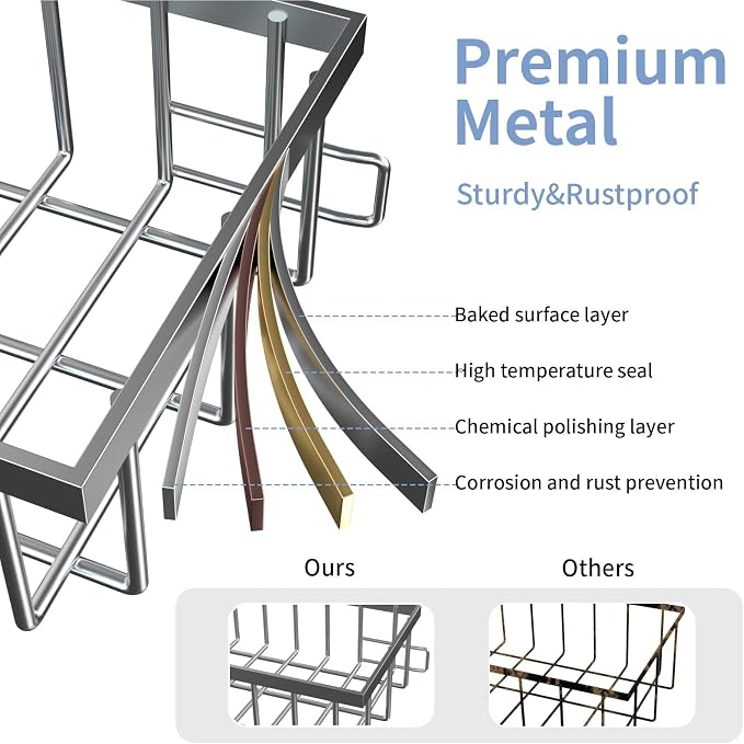 L-Shaped Under Sink Organizer, 2-Tier Pull-out Cabinet Rack 1-Pack | Grey Height-Adjustable Steel Rack, Sliding Grid Drawers with PP Liners, Holds 100 Lbs, Suction Base, Ideal Kitchen Storage