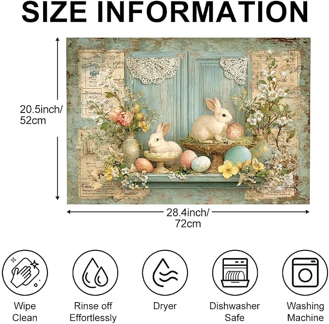 Easter Bunny Stove Top Cover 28.35x20.47 in Non Slip Mat | Heat Resistant Cooktop Protector Mat with Non-Slip Backing, Scratch Protection and Countertop Drying Mat.