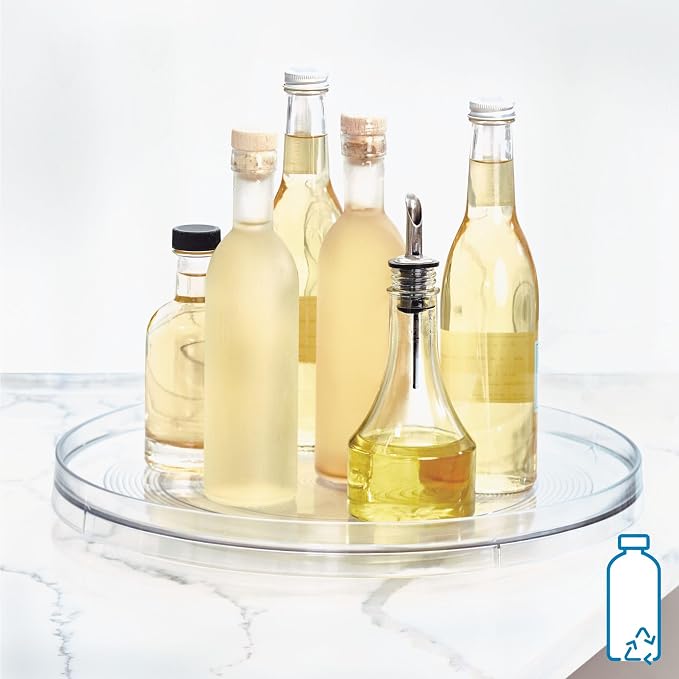 iDesign 14.5-Inch Lazy Susan Organizer, Clear | Large Turntable, For Cabinet or Pantry