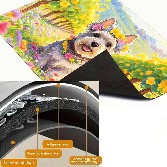 HOMETITUTE Spring Stove Top Cover 28x20 Floral Schnauzer Heat Resistant