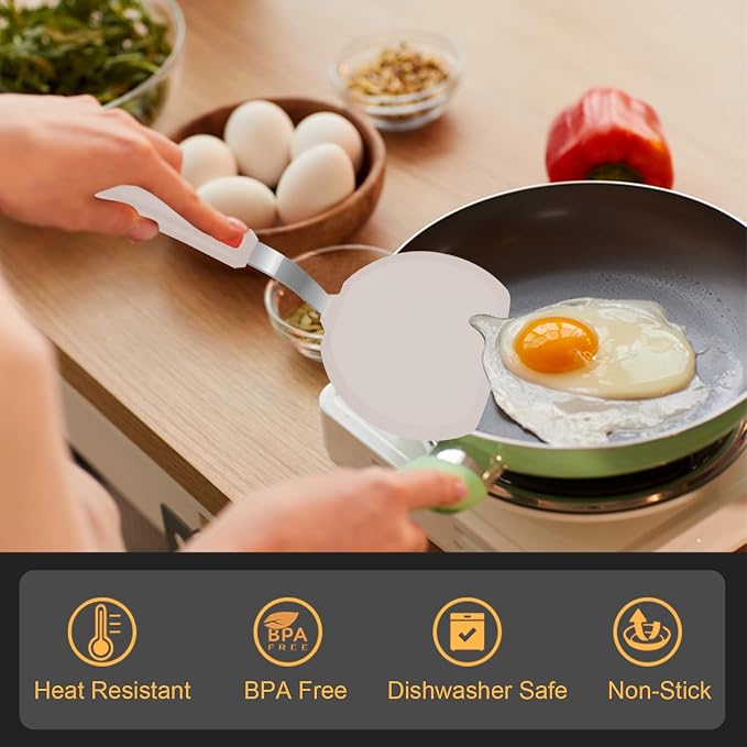 Beijiyi Silicone Spatula Turner Set of 3, 600°F Heat Resistant (Khaki) | Flexible Spatulas for Nonstick Cookware, Cooking, Flipping, Egg & Pancake, BPA Free Kitchen Utensils, Dishwasher Safe