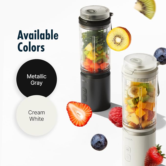 LUMENA THE KITCHEN PB1 17oz Personal Blender for Smoothies & Shakes, USB-C Rechargeable, BPA-Free, 6-Point Stainless Steel Blades, Cordless Portable Blender (CREAM WHITE)