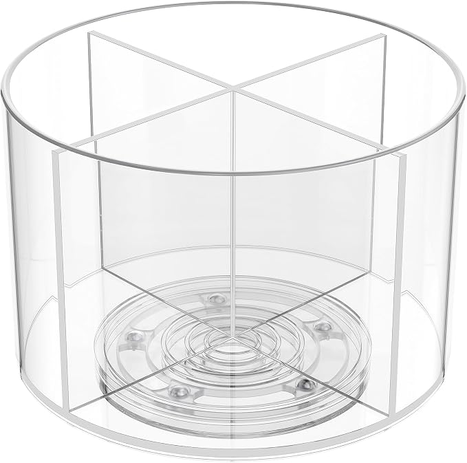 2-Pack Divided Drink Packet Organizer, Rotating Turntable Organizer | Spinning Powdered Drink Mix Holder, Clear Lazy Susan Turntable, Divided Water Drink Packet Storage Organizer