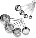 New Star Foodservice 42917 Stainless Steel Measuring Cups and Spoons Set, 8-Piece Metal Measuring Set for Baking, Cooking, Dry and Liquid Ingredients, Restaurant Grade, Silver