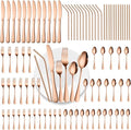 84 Pieces Mirror Rose Gold Silverware Service for 12 Flatware Set Stainless Steel Utensils Cutlery Set Dishwasher Safe