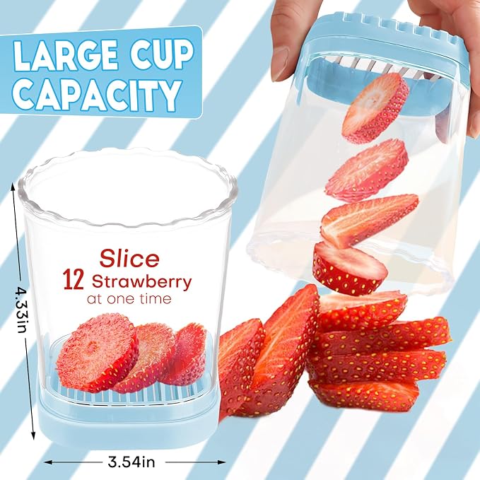 Creative Strawberry Slicer, Detachable Cutter with Push Plate (Blue)