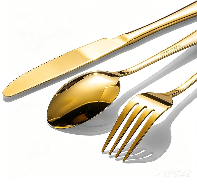 60-Pcs Gold Silverware Set - Stainless Steel Flatware Cutlery Set Service for 20, Mirror Polished Gold Flatware Set Include Forks Spoons Knives for Home, Wedding, Restaurant, Dishwasher Safe
