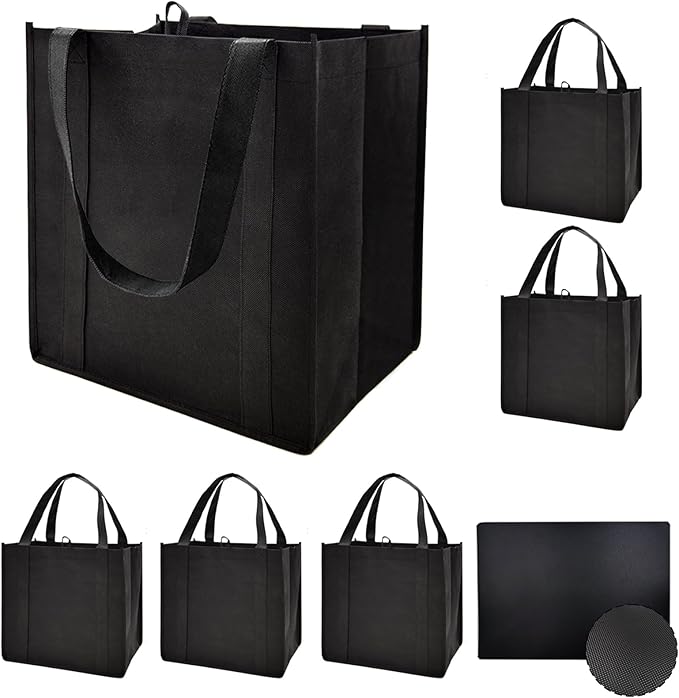 6 pack Reusable Grocery Bags,Thick Bottom-Shopping Bag for Groceries | Heavy Duty Large Shopping Totes,Reusable Bags With Handles ,Foldable,Washable ,Load Capacity Over 45 Pounds