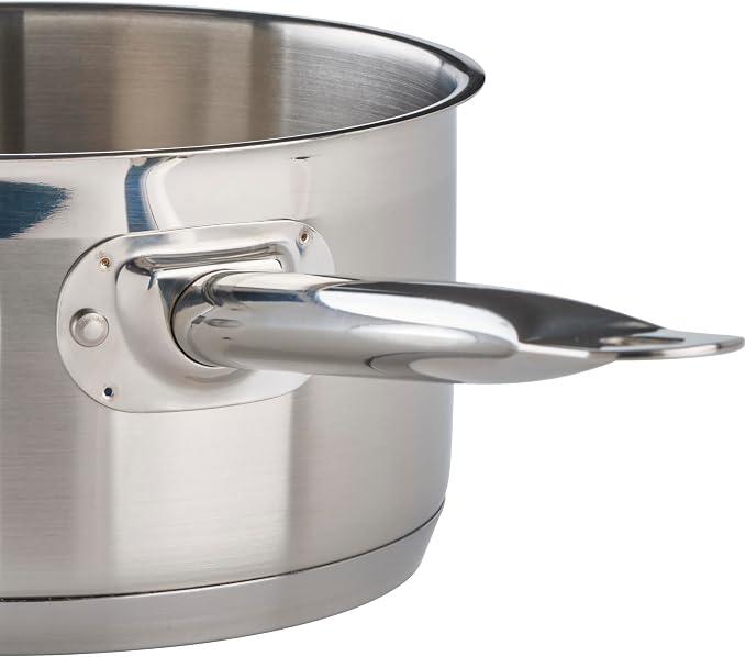 Winco 3 1/2 qt Heavy-Duty Stainless Steel Sauce Pan with Cover, 3.5 qt | Even heat distribution, Secure riveted handle, Great for Cooking, Food Preparation and Restaurant Kitchens