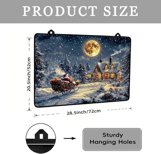 Santa Claus Sled Electric Stove Top Cover Protector,Heat-Resistant Oven Induction Cooktop Mat,Washer Top Protector,Christmas Eve Glass Cooktop Protector 28.5”x 20.5”