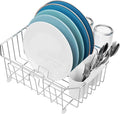 Mini in Sink Dish Drying Rack - Stainless Steel for RV Kitchen | Small Design for Apartments, Angled Corners Fit Square & Round Sinks, Utensil Holder, Cup Hooks, Save Space, 9.5" W x 13.4" L