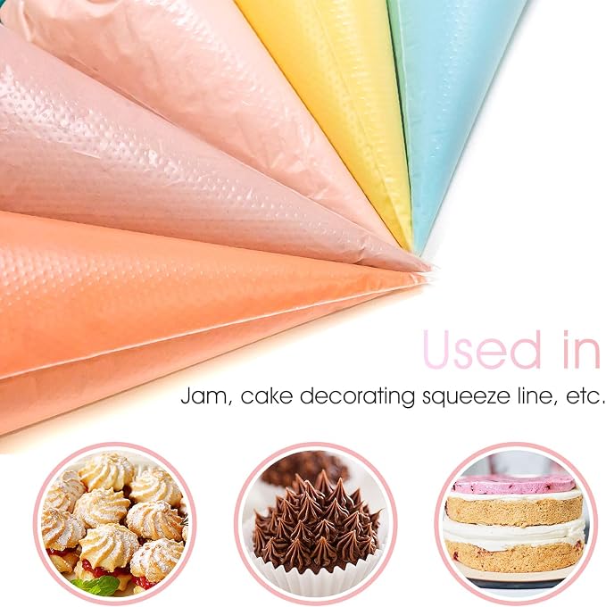 VolksRose 100Pcs Disposable Piping Bags, 16 inch Anti Burst and Non-Slip Pastry Bags, Thicken Cake Decorating Bags Icing Piping Bags for Cake Cupcakes Cookies Frosting, White