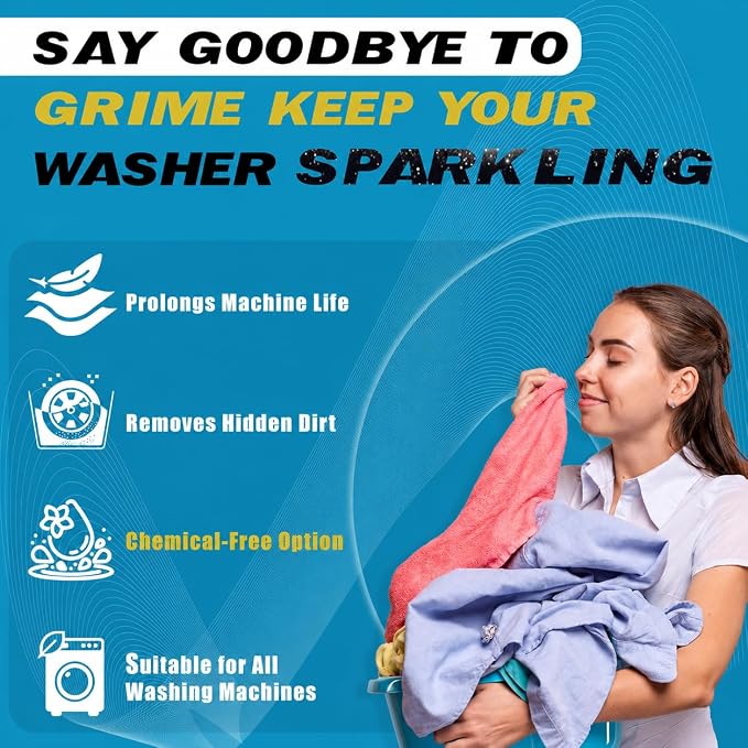 cosynee Washing Machine Cleaner, Helps Power Away Odor Causing Bacteria & Grime Deep Inside Pump, Valve & Hoses, 24 Time Release powder, 12 Month Supply