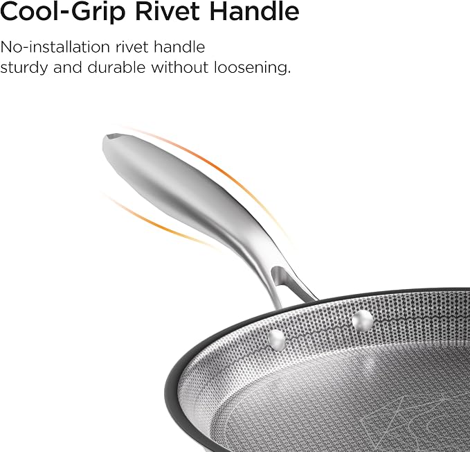 COOKER KING 9.5-inch Non-Stick Griddle, Crepe Pan for Pancakes, Tortillas | Non-Toxic Coating Comal, Dishwasher & Oven Safe, Induction Ready, Stay-Cool Handle, 3-Ply Clad Stainless Steel for Fast Heat