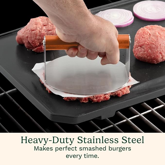 Cuisinart 6" Stainless Steel Smashed Burger Press, Juicy and Crispy Burgers for BBQs, Cookouts
