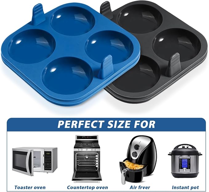 Webake Air Fryer Yorkshire Pudding Pan for Baking, Nonstick Silicone Yorkshire Pudding Tin with Handle, BPA Free Set of 4