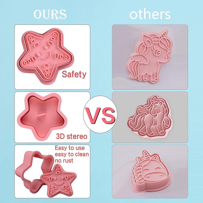 8 Piece Ocean Cookie Cutters With Plunger Stamps Set | 3D Sea Cookie Cutters, Sea Embossing Cutter For Fondant Biscuit Cheese Baking