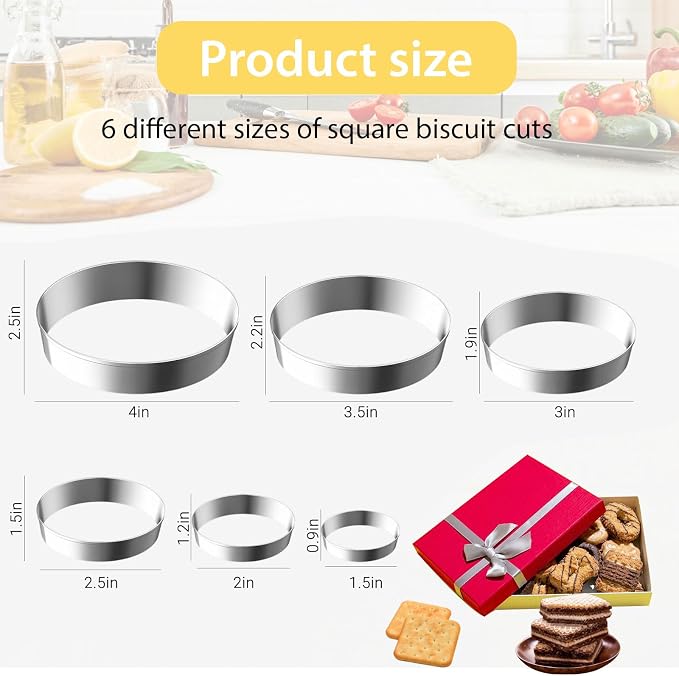 6 PCS Oval Cookie Cutter Set - Cookie Cutters (1.5-4 Inch), Stainless Steel Set for Baking, Cookies, Biscuits & DIY - Durable Oval Plaque Cutters for Holiday & Daily Use
