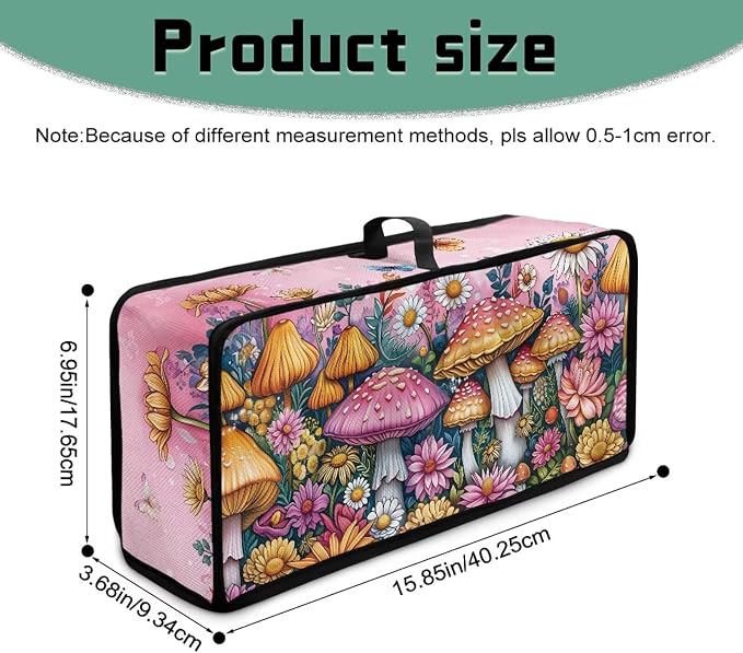Mushroom Print Toaster Cover with Top Handle, Foldable Toaster Cover 2 Slice Washable Long Slot Slim Dust Covers for Most Toasters, Small Appliance Covers for Kitchen Decor