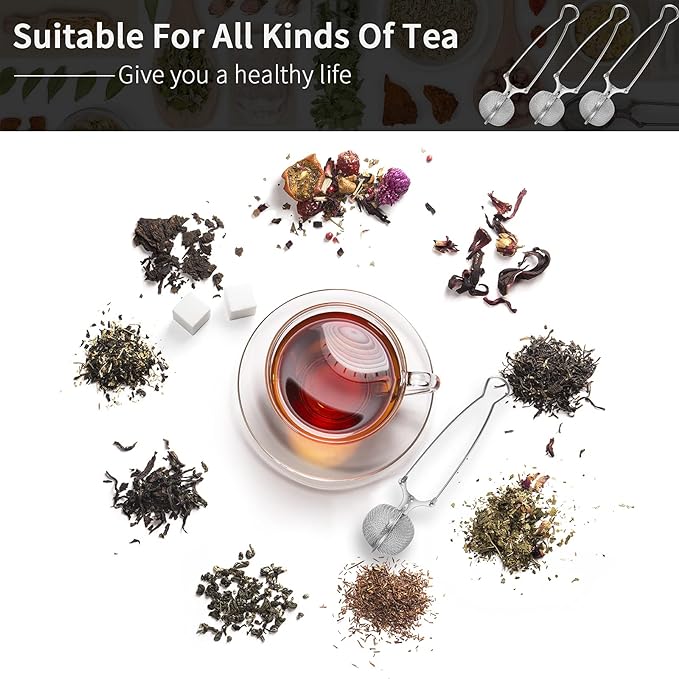 Snap Ball Tea Strainer, Exptolii 6 Pack Stainless Steel Tea Infuser Filter with Handle for Loose Leaf Tea, Spices, Seasonings