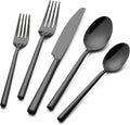 Alata Potter Black 20-Piece Forged Silverware Set, Service for 4, Stainless Steel Flatware Set, Modern Design with Mirror Finish, Ideal for Home, Kitchen, Party, Camping