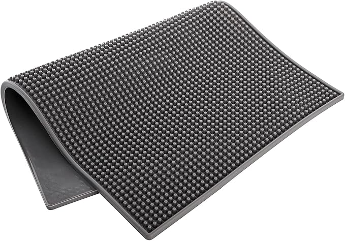 Tebery 3 Pack Rubber Bar Mat 18 x 12, Thick Durable and Stylish Bar Service Spill Mat, Non Slip Non-Toxic Grey Service Mat for Coffee, Bars, Restaurants Counter Top
