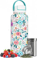 32 oz Ceramic Lined Tea Infuser Travel Tumbler, Micro-Mesh Stainless Steel Infuser, Pure Taste Ceramic Interior, Triple Insulated 12hr Hot Cold, Dual Sip & Straw Lid, Scratch-Resistant