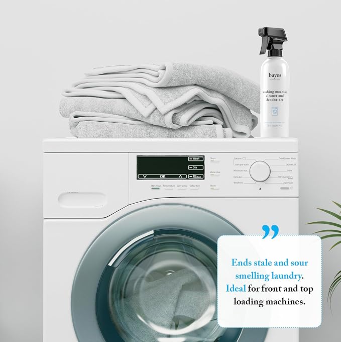 Bayes Washing Machine Cleaner & Deodorizer - Cleans and Eliminates Odors for Fresh Smelling Laundry - 24 Ounce