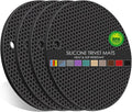 Silicone Trivets for Hot Pots and Pans, 0.31" Thick Trivet Mat for Hot Dishes Set of 4, Heat Resistant Durable Flexible Silicone Mat Pot Mat for Countertop, Easy to Wash and Dry, Dark Gray