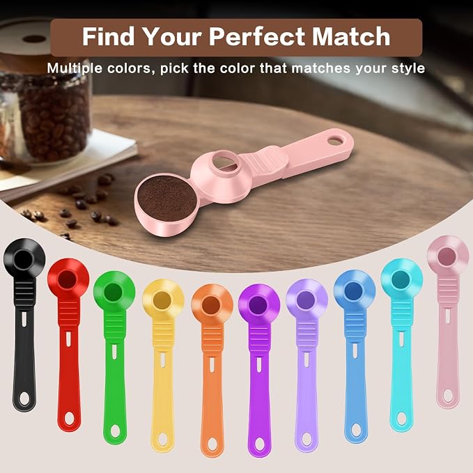 2-in-1 Coffee Scoop with Funnel, 2 Tbsp Measuring Spoon for Reusable K Cups, Ground Coffee, Protein Powder & Tea, Mess-Free Plastic Design（Pink-2pack）