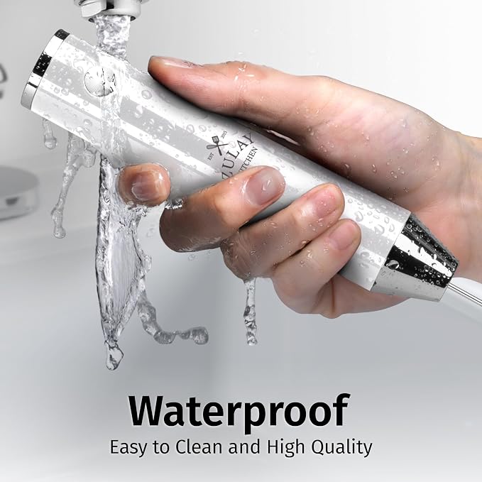 Zulay Kitchen Rechargeable Milk Frother Handheld - Frother Wand, Drink Mixer, Electric Whisk Frother, for Cappuccinos, Matcha & Protein Powder - Lux Double Whisk 2 Speed Waterproof 2000mAh White