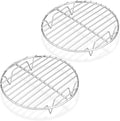 P&P CHEF 7.5 Inch Cooking Rack Round for Steaming Cooling, Silver, 2 Pack | Stainless Steel Round Wire Rack for Baking Grilling, Roasting, Fits Air Fryer, Steamer Pot, Oven & Dishwasher Safe