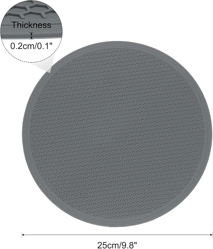 uxcell 2pcs Silicone Trivet Mats 9.8" Dia Round Non-Slip Silicone Pot Holders for Hot Pots and Pans, Heat Resistant Hot Pads for Kitchen Hot Dishes Table Countertops, Grey