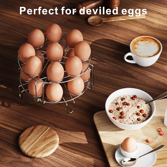 Egg Steamer Rack for Instant Pot - 2-Pack Stainless Steel Trivet | Stackable Racks to Hold 18 Eggs, For Pressure Cookers, Hard-Boiled & Deviled Eggs, Steaming, Meal Prep & Kitchen Use