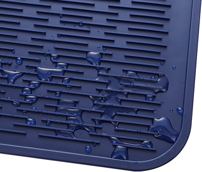 MicoYang Silicone Dish Drying Mat for Multiple Usage,Easy clean,Eco-friendly,Heat-resistant Silicone Mat for Kitchen Counter or Sink,Refrigerator or Drawer Liner Navy Blue 3XL 28 inches x 18 inches
