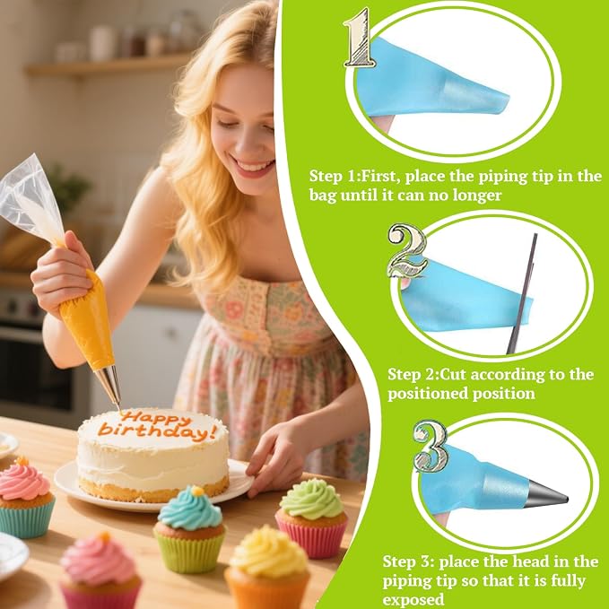Suuker Extra-Fine Round Piping Tips Set, 5-Piece Cake Decorating Tips | 5 Small Icing Tips for Cake, Cookie and Cupcake Decorating, Cake Writing Tool