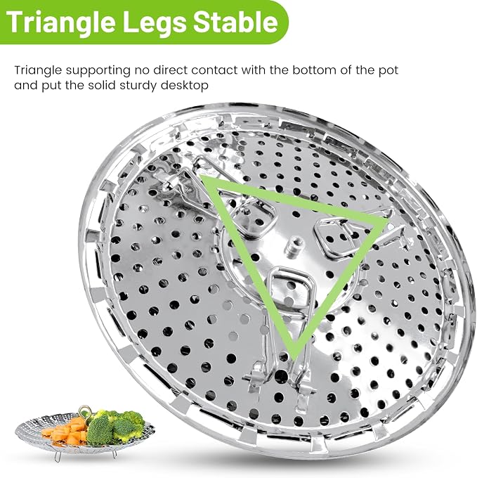 Sayfine Vegetable Steamer Basket, Premium Stainless Steel Veggie Steamer Basket - Folding Expandable Steamers to Fits Various Size Pot (Foldable Large)