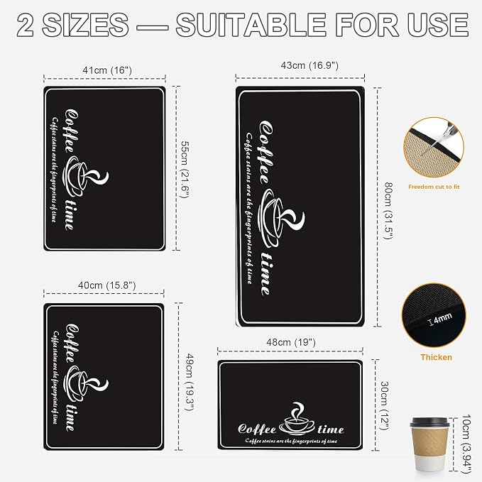 Dish Drying Mats for Kitchen Counter, Waterproof Coffee Mat for Countertop, Under Sink Mats, Coffee Bar Mat Accessories